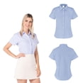 thumbnail image 2 of Camisa Oxford Manga Corta para Dama, Color Azul Cielo 75% Algodón y 25% Poliéster., 2 of 3