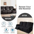 thumbnail image 5 of Recliner Sofa Covers - Stretch Reclining Couch Covers with Stripe Jacquard - 3 Seat Cushion Slipcovers with Soft Fabric - Furniture Protector for Pet Kid (Black), 5 of 16