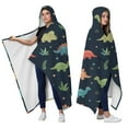 thumbnail image 2 of Wearable Blanket,DarkBlue Dinosaurs Leaves Pattern Hooded Wearable Flannel Blanket for Adults & Teens,Winter Poncho Shawl Wrap Cape Cozy Anti-Pill,60"x80", 2 of 5