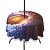 Dreamtimes Indoor & Outdoor Round Tablecloth 60In,American Football Ball Waterproof Tablecloth with Umbrella Hole and Zipper,Party Patio Table Covers for Backyard /BBQ/Picnic