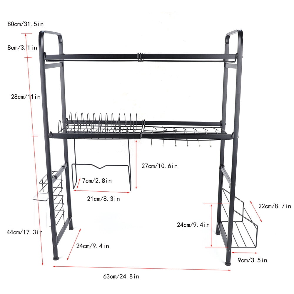 Vintoro 2-Tier Stainless Steel Dish Drainer, Removable Dish Drying Rack, Over The Sink, Countertop