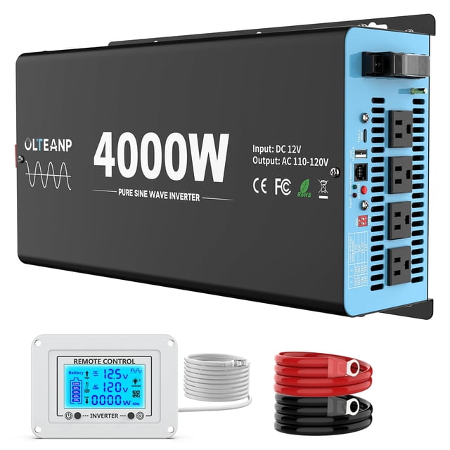 Inversor de corriente OLTEANP 4000W de onda sinusoidal pura 12V a 110V