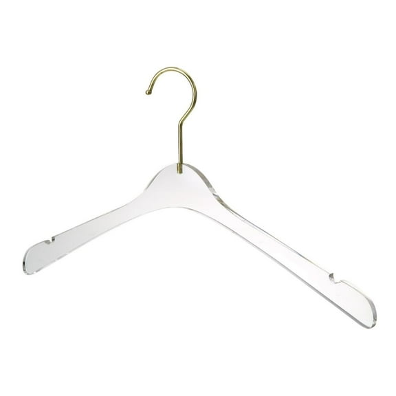 YBM Home Quality Acrylic Clear Hangers Made of Clear Acrylic for a Luxurious Look and Feel for Wardrobe Closet, Clothes Hangers Organizes Closet, Gold, 4100-1