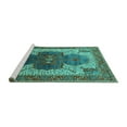 thumbnail image 2 of Ahgly Company Machine Washable Indoor Rectangle Oriental Turquoise Blue Industrial Area Rugs, 8' x 10', 2 of 4