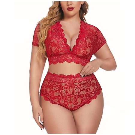 Kayannuo Blouses for Women Tee Shirts for Women Women s Sexy Lingerie Plus Size Lace Sexy Pajamas Set