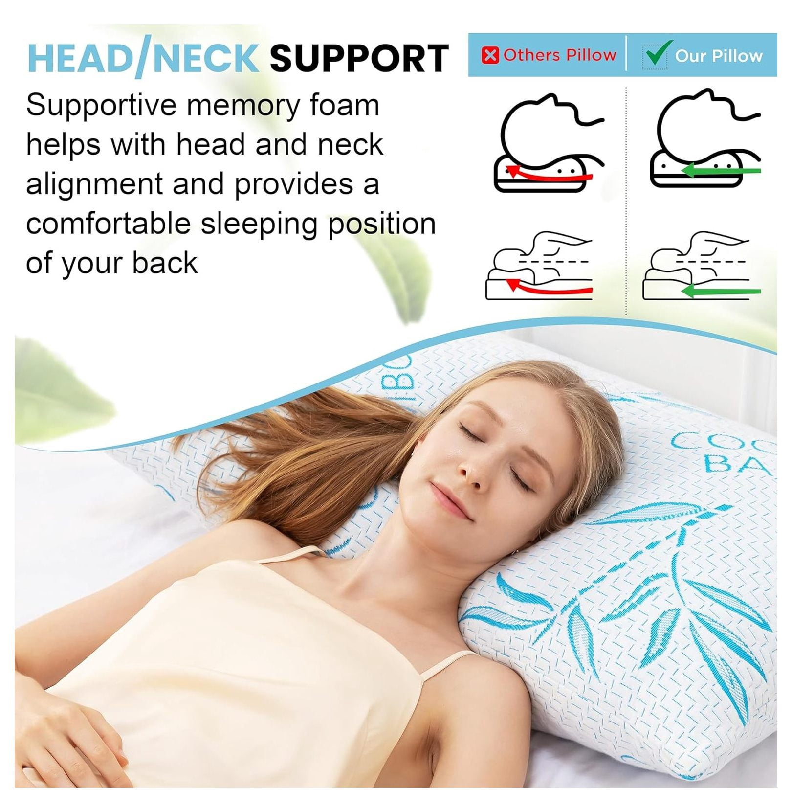 Body Pillow for Sleeping, Shredded Memory Foam Adjustable Bed Pillow with Hypoallergenic, Removable/Washable Zipper Cover