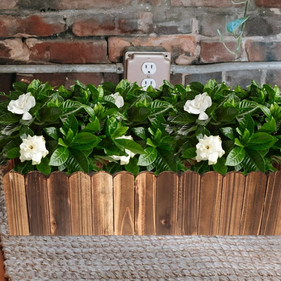 PENIKOKO Rustic Wooden Flower Box Dark Brown for Windowsill Plants 1Pack