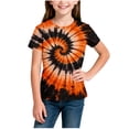 thumbnail image 4 of DxhmoneyHX Girls Casual Summer T Shirt Crew Neck Short Sleeve Tie Dye Tunic Blouse Loose Fit Summer Lightweight Stylish Pullover Tops Age 3-14 Years, 4 of 5