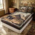 thumbnail image 2 of Erosebridal Rustic Bear Wildlife Zipper Full Size Comforter Sets with Fitted Sheet and 2 Pillowcases for Women Men, Western Wooden Cabin Print Zipper Bedding Set, Black Reversible, 4pcs, 2 of 7