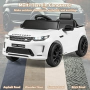 Costway 12V Licensed Land Rover Kids Ride on Car with Remote Control, LED Lights, Music, Horn White