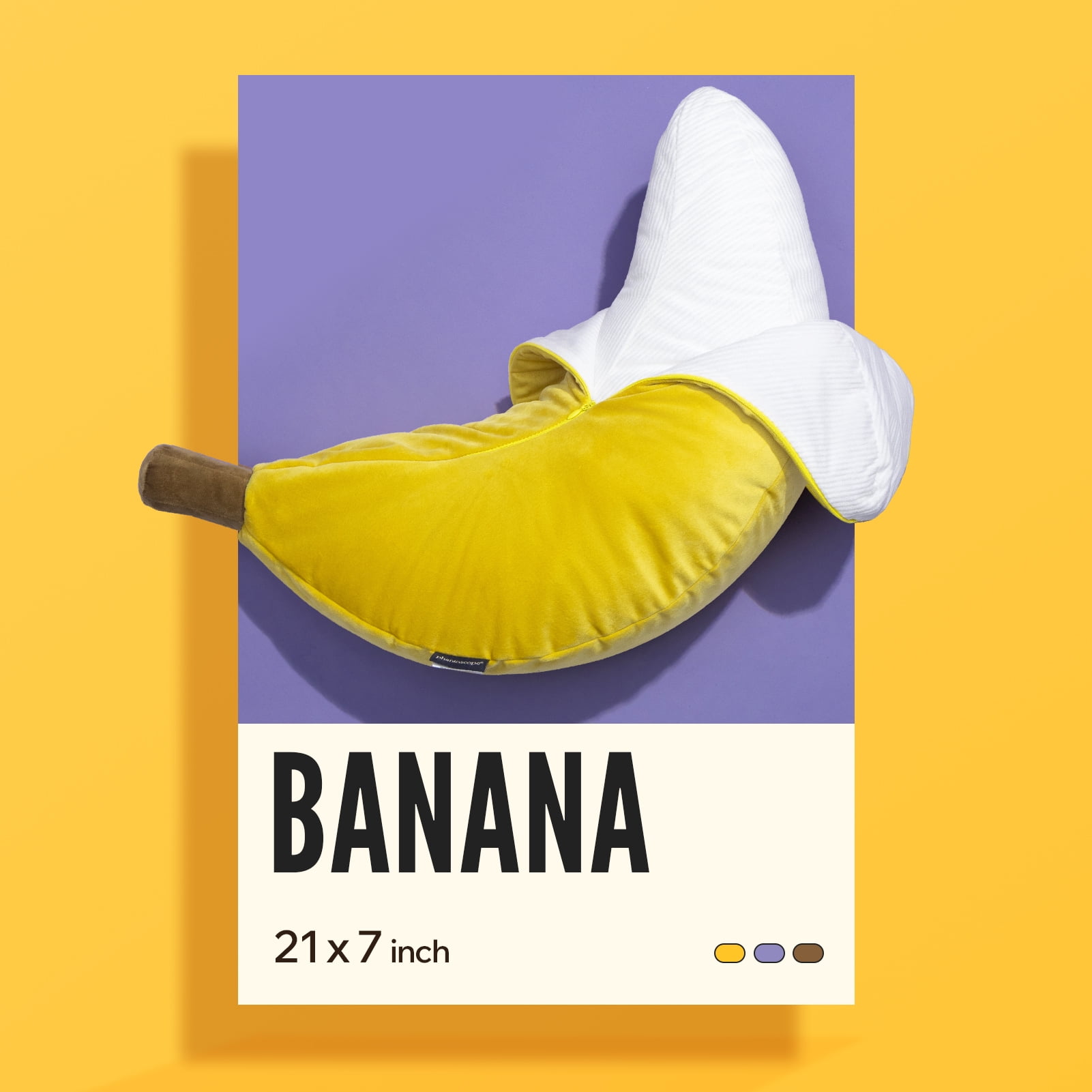 Phantoscope Soft Banana Shaped Throw Pillow, 3D Fruit Decorative Plump Cushion for Kids Room, Nursery, Couch & Bed, 21-Inch Yellow, 1-Pack