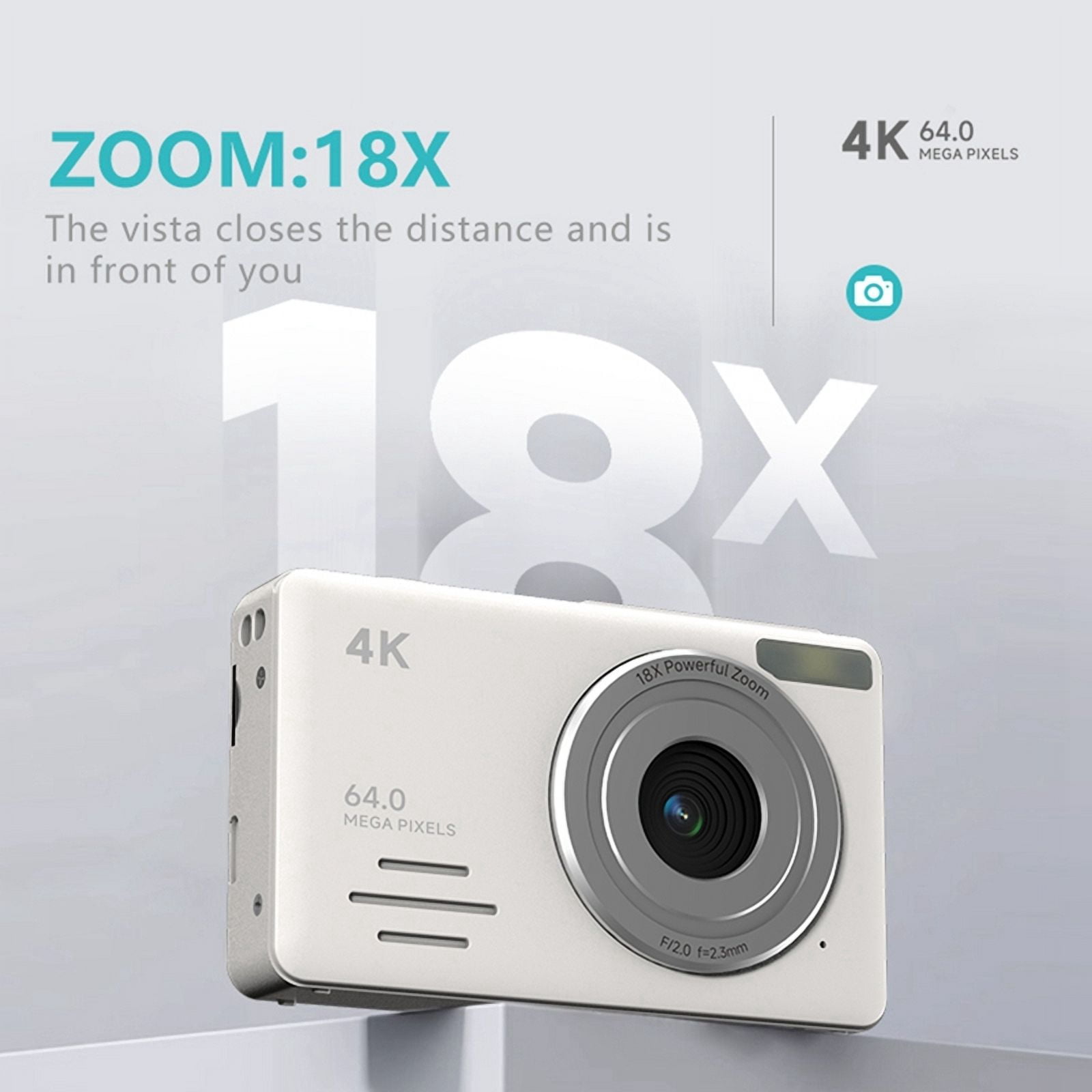 4K Digital Camera 2.88 Inch HD Display 18x Video Recorder Camera LED Fill Light 800mAh Battery Vlogging Camera Pink