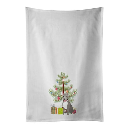 

Pit Bull Blue #5 Christmas White Kitchen Towel Set of 2 19 in x 28 in