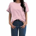 thumbnail image 2 of Endives Women's Short Sleeve T-shirt Round Neck Solid Color Womens Tops Summer Tee, 2 of 4