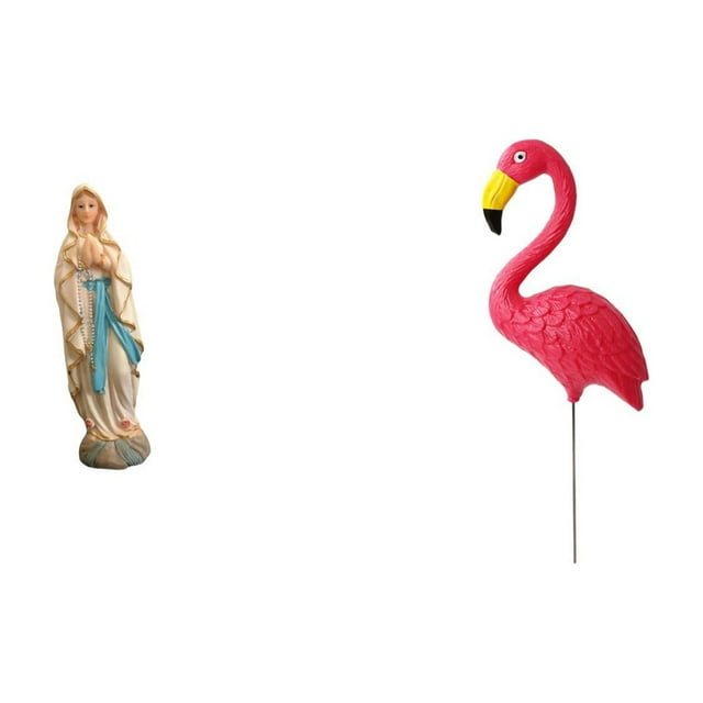 Estatua,Colección religiosa de estatuas de la Virgen María,Resina y figura de dama,Estatua de estaca de jardín,Adorno de jardín con forma de flamenco,estaca para césped,patio o porche