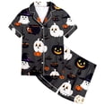 thumbnail image 4 of CONROSES Girls Halloween Pajamas Hallowmas Pumpkin Ghost Graphic Short Sleeve Pjs Tops Shorts Loungewear Sets Cozy Nightwear Sleepwear, 4 of 4