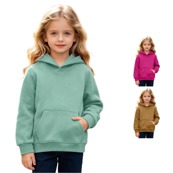 RMGVDSD Hoodies for Girls Long Sleeve Solid Color Pullover Hooded Sweatshirts for Big Kids Casual Streetwear Back To School Tops Comfort Sweatshirt 12-13 Years