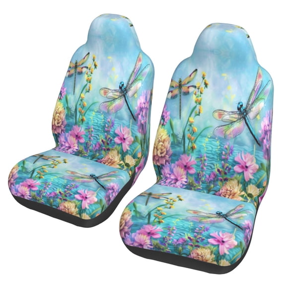 KAKALAD Dragonfly Garden Spring 02 Car Accessories Seat Covers Set Vehicle Seat Covers Universal Front Seats Protector 2 Pcs
