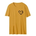 thumbnail image 4 of LUOGENLI T-shirts pour Femmes T-shirts Unis Col Rond Cœur Amour Double Imprimé Manches Courtes T-shirts Graphiques Pêche Saint-Patrick Jaune TG, 4 of 4