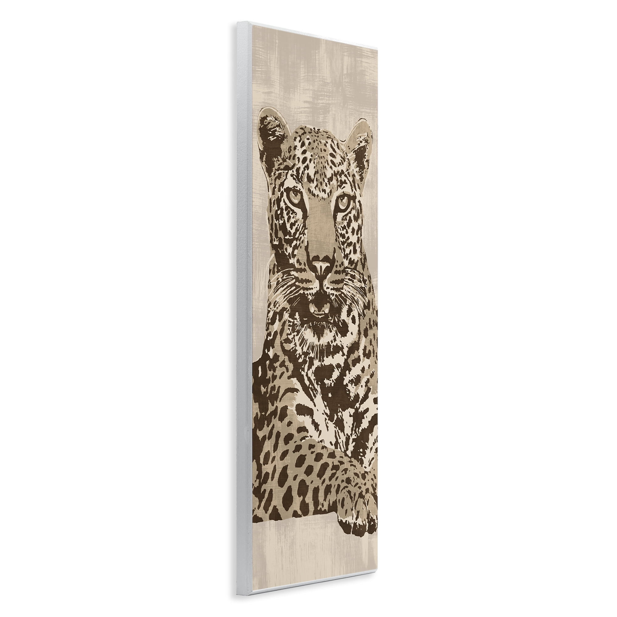 Stupell Industries Muted Fierce Leopard Animals Painting Unframed Art Print Wall Art, 7 x 17