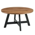 thumbnail image 5 of Lavish Home Industrial Modern Round Coffee Table with Metal Base, Walnut, 5 of 6
