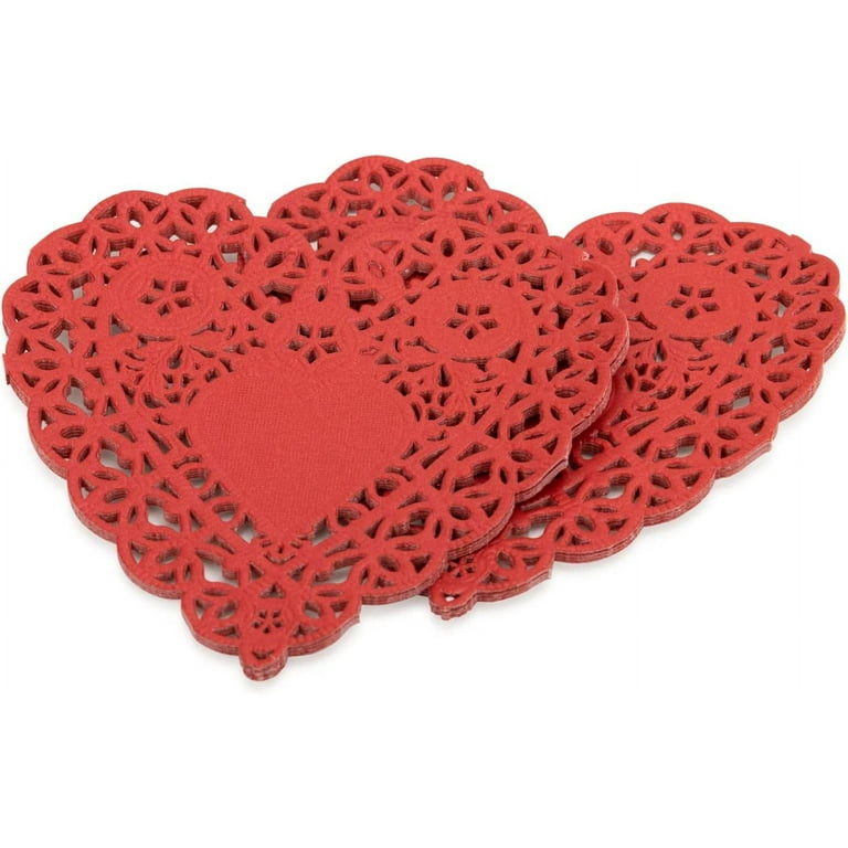 Hygloss Products Heart Paper Doilies - 4 Inch Red Lace Doily for  Decorations, Crafts, Parties, 100 Pack 