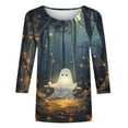 thumbnail image 3 of Patlollav Pntutb Womens Fashion Tees Casual Round Neck 3/4 Sleeve Loose T Shirt,Ladies Halloween Tops Blouses, 3 of 5