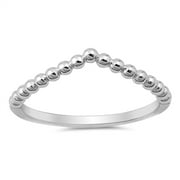 Beaded Chevron Stackable Thumb Ring New .925 Sterling Silver Band Size 3.5