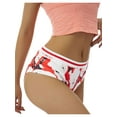 thumbnail image 3 of VISgogo Calzoncillos agradables para la piel para mujer, calzoncillos de cintura baja con estampado navideño femenino, blanco / rojo VISgogo moda, 3 of 9