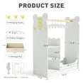 thumbnail image 4 of Buballino 2-5 Year Little Bear Style Kids Dress up Storage with Mirror, Four Hangers and Three Hooks, One Drawer, 39.8"*33.5"*13.8",15mm Density Board, Kid's Room Decoration Corner, White, 4 of 8