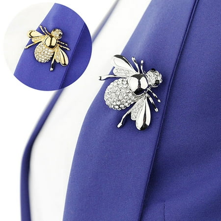 - Girl12Queen Women Adorable Honey Bee Brooch Rhinestone Crystal Costume Pin Silver Gold Tone Gift