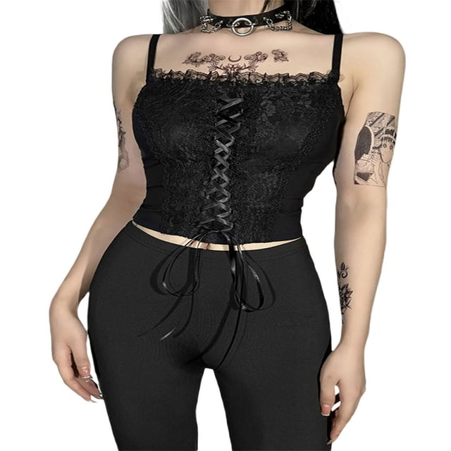 Women‘s Summer Tank Tops Sleeveless Solid Color Lace Strappy Camisole Slim Fit Vest