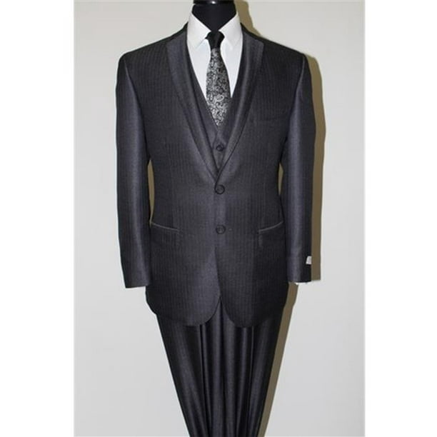 Mens Suits Mens Suits Solid Herringbone 2 Button Front Closure Notch Lapel Mens Slim Suit Dark Grey Regular 44 Walmart Com Walmart Com