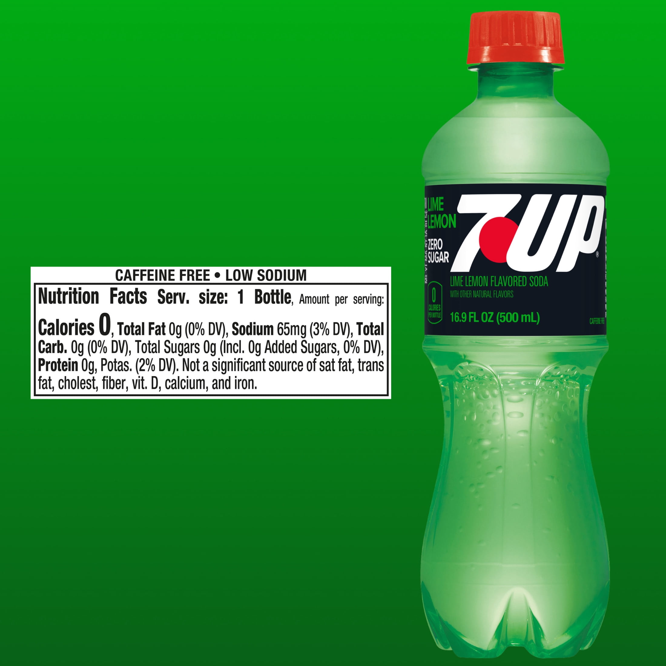 7UP Caffeine Free Zero Sugar Lime Lemon Soda Pop, 16.9 fl oz, 6 Pack Bottles