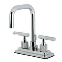 Kingston Brass KS6641KNL Knurled Double-Handle 3-Hole Deck Mount 4-Inch Centerset Bathroom Faucet with Brass Pop-Up in Polished Chrome