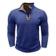 thumbnail image 3 of Blusa y camisa de manga larga con cuello alto para hombre, informal, de color liso, con cremallera, de poliéster, 3 of 6
