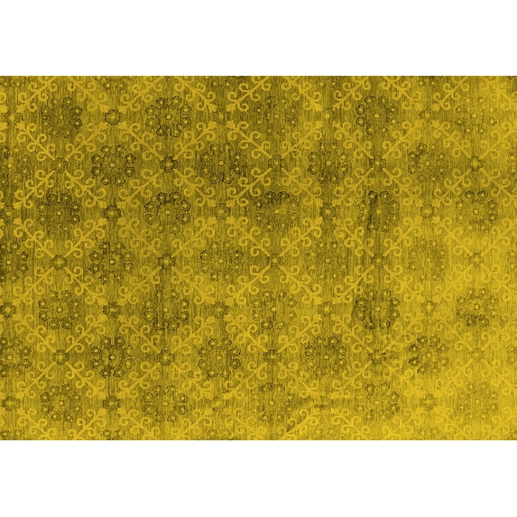 Ahgly Company Machine Washable Indoor Rectangle Oriental Yellow Industrial Area Rugs, 2' x 3'
