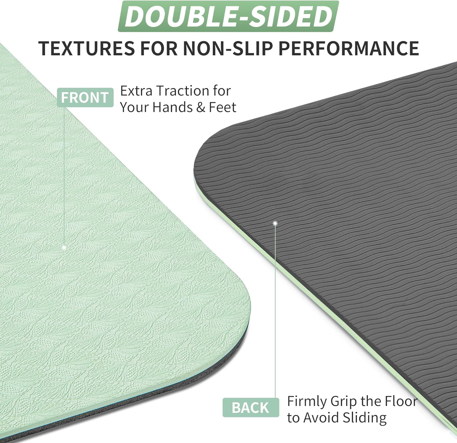 CAMBIVO Yoga Mat, 6mm Thick Eco Friendly TPE Workout Mat with Carrying Strap for Fitness, Gym and Floor Exercises, 72" x 24", Mint Green