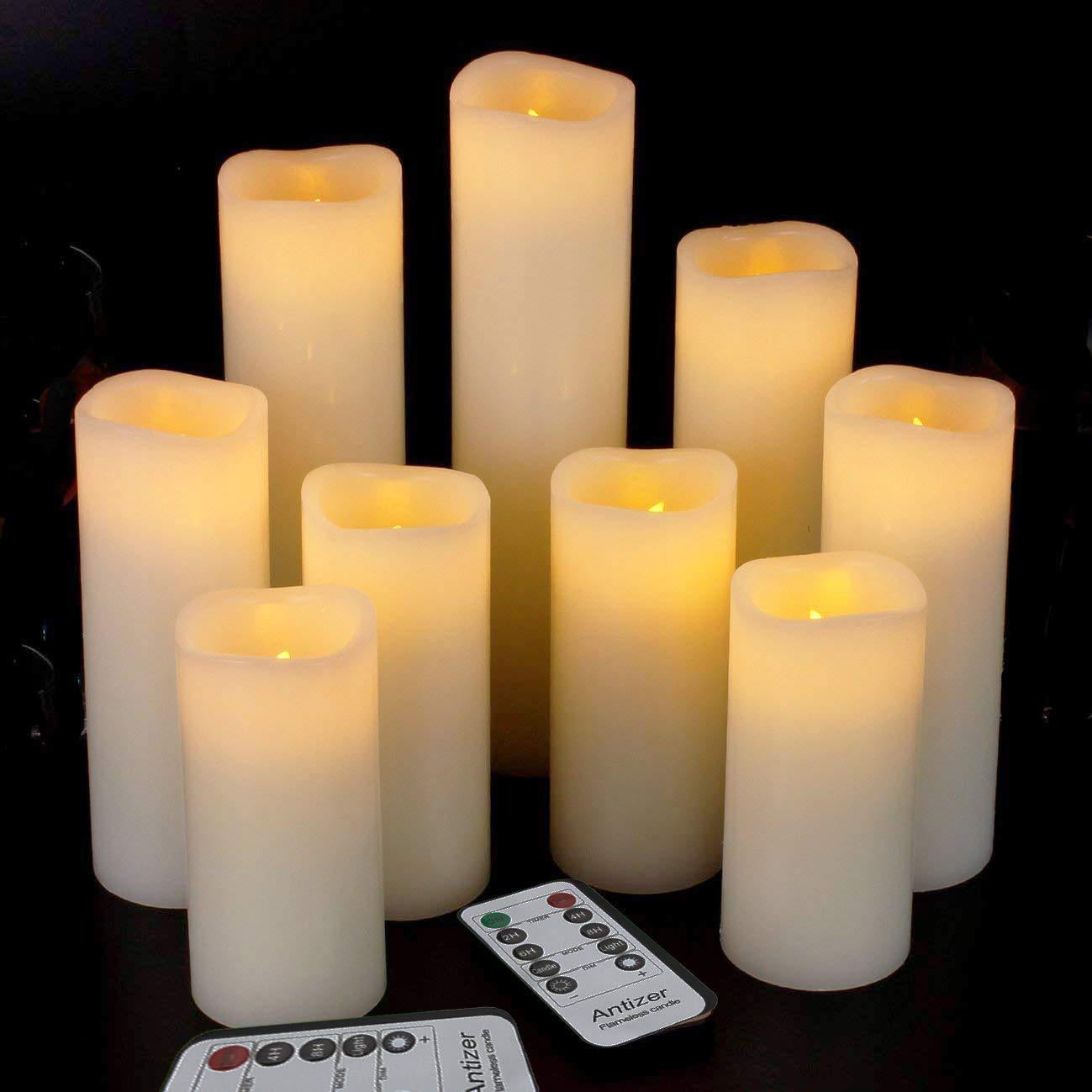Parties-Comenzar Flameless Candles LED Drip Candles Set of 4 5 6 Ivory Dripping Wax Pillar candles Battery Operated Candles Automatic with 6-H Timer Function Candle Flameless for Wedding