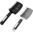 thumbnail image 1 of 2 Pcs Boar Bristle Brush - Hair Styling Accessories Best for Detangling Thick Hair and Detangling - Black BLACK AND WHITE, 1 of 4