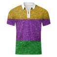 thumbnail image 4 of WEAIXIMIUNG T-Shirts pour Hommes Grande Taille Longs T-Shirts pour Hommes Imprimés Carnaval Vacances Col à Revers Demi-Fermeture Éclair Chemise à Manches Courtes, 4 of 4