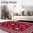 thumbnail image 2 of ODIKA 3'x5' Machine Washable Non-Slip Area Rug, Festive Holiday Rustic With Charming Xmas Symbols High Traffic Rug with Pad, Red, 731622, 2 of 8