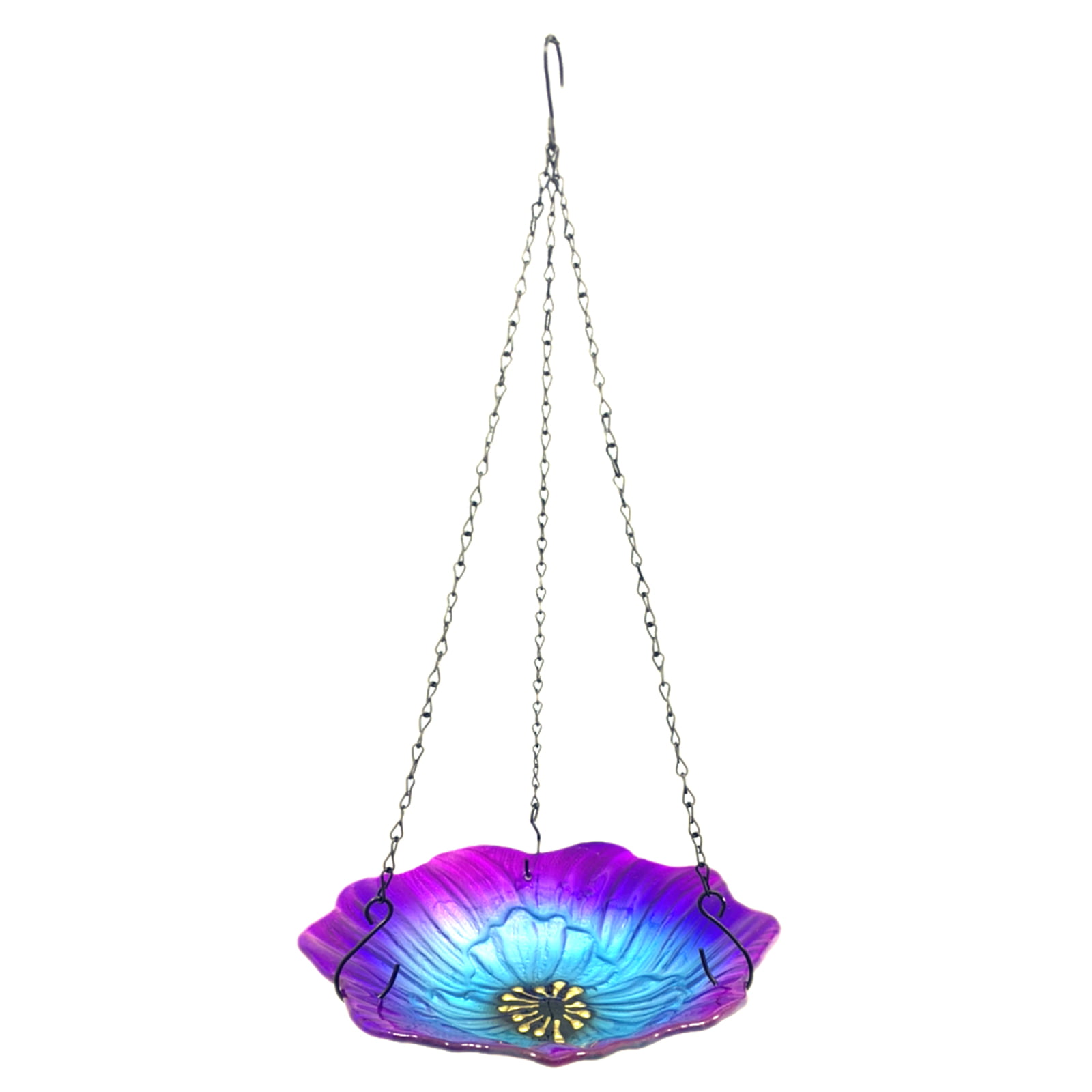 Bird Feeder Bath Purple Glass NEW hanging 11 1/2" diameter 