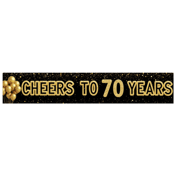 Polyester Birthday Banner Decorative 70th Anniversary Backdrop Reusability Event Decoration for Milestone Celebration Party