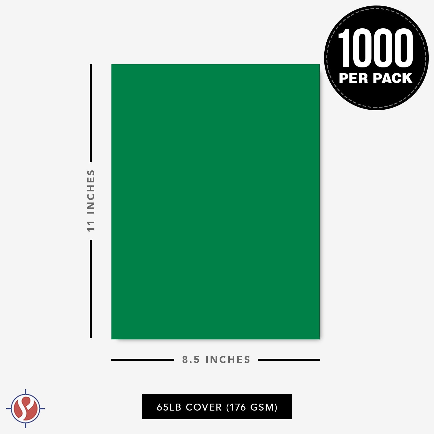 Premium Colored Card Stock Paper | Case of 1000 Sheets | Medium Weight 65lb Cardstock, Perfect for School Supplies, Arts and Crafts | Acid and Lignin Free | 8.5 x 11 Inches | Dark Green