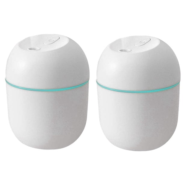 2X Humidificador de Aire USB Pequeño 220Ml Mini Difusor de Niebla Fría Portátil para Dormitorio Escritorio de Oficina Viaje en Coche Atomizador de Aroma, Blanco