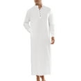 thumbnail image 2 of INSPIRE CHIC Nightshirts for Men's Long Sleeves Button Stand Collar Sleep Shirts Nightgown, 2 of 4