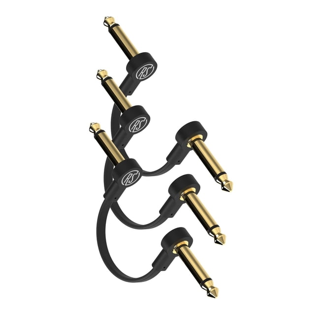 Cables de Conexión para Guitarra Rock Stock Negro Ultradelgados 4 Pulgadas en Forma de C Paquete de