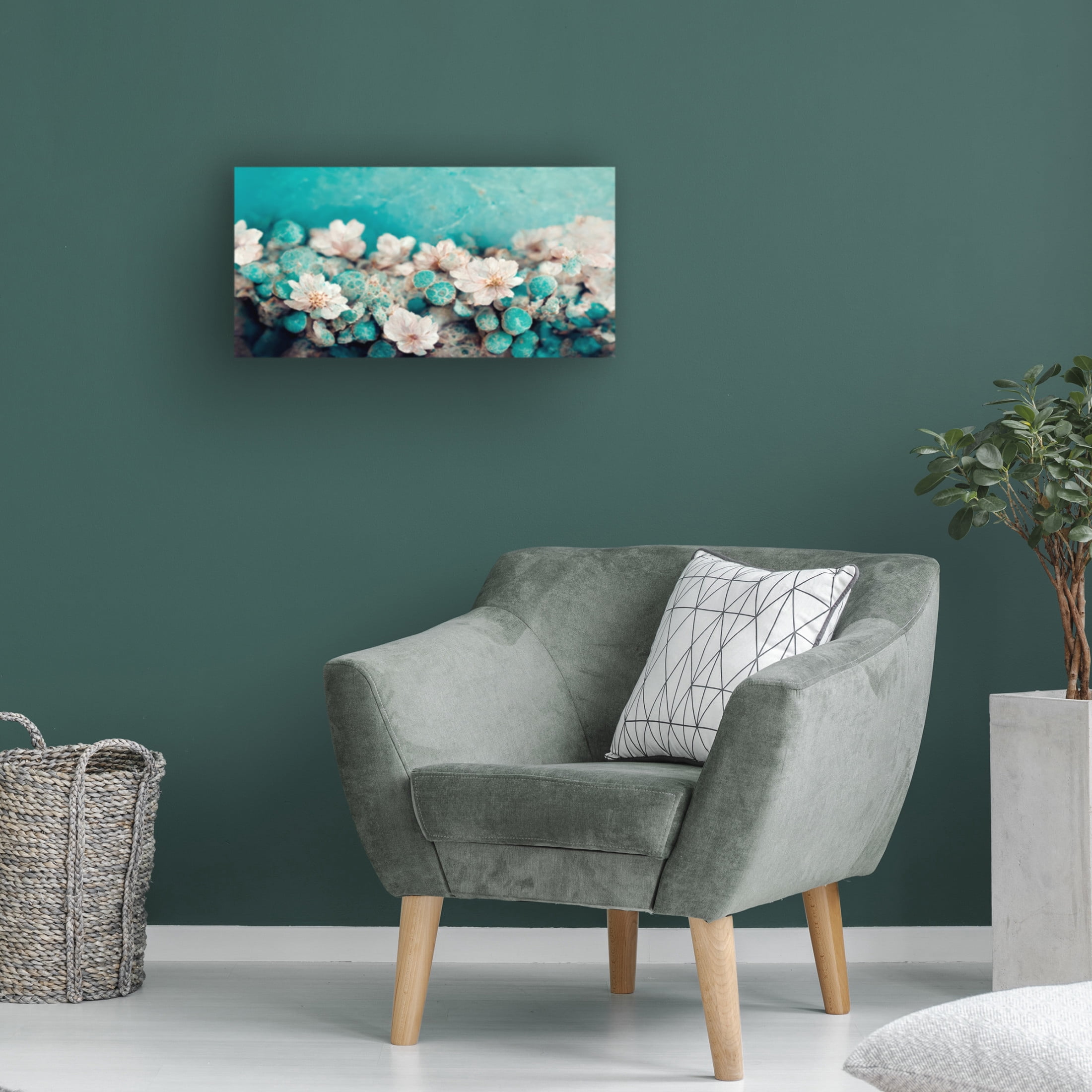Canvas Wall Art - Treechild 'Turquoise Buds' Wall Art for Living Room, Bedroom, or Office D?cor by Trademark Fine Art - 24 x 12 Inches