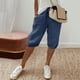 thumbnail image 2 of Pantalones capri elásticos para mujer - Pantalones informales con bolsillos grandes - Tejido suave de terciopelo dorado - Cintura alta - Tallas S-XXL - Lavado a mano/a máquina, 2 of 5